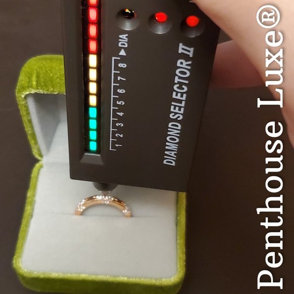 REAL Brilliant Cut Moissanite Paved 925 Sterling Silver 14k Rose Gold Ring Band - Picture 5 of 6